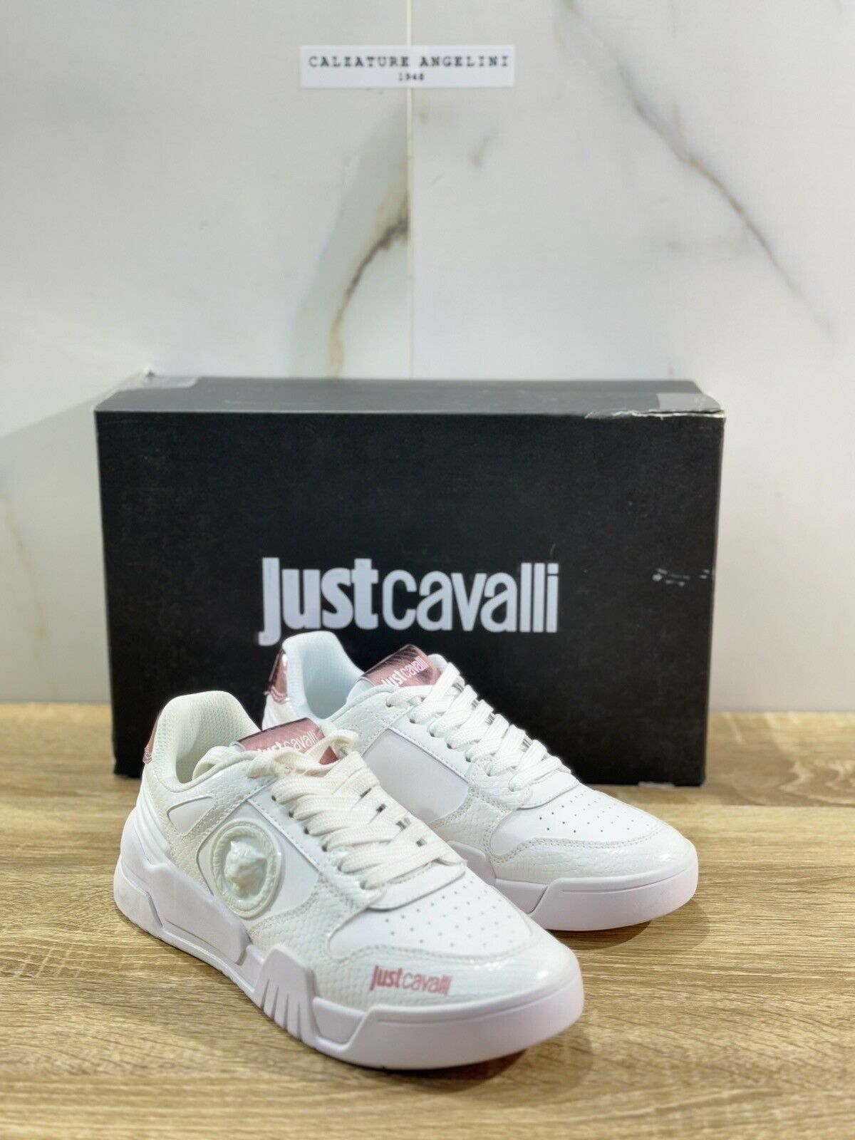 Just Cavalli Sneaker Donna Pelle Bianca Extra light Cause Shoes 36