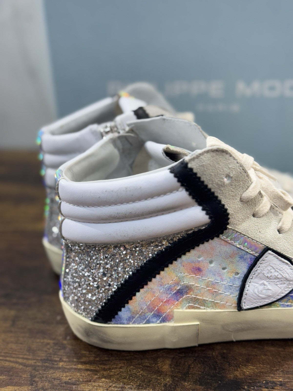 Philippe Model Paris High Top  Sneaker Pelle Silver  Donna 40