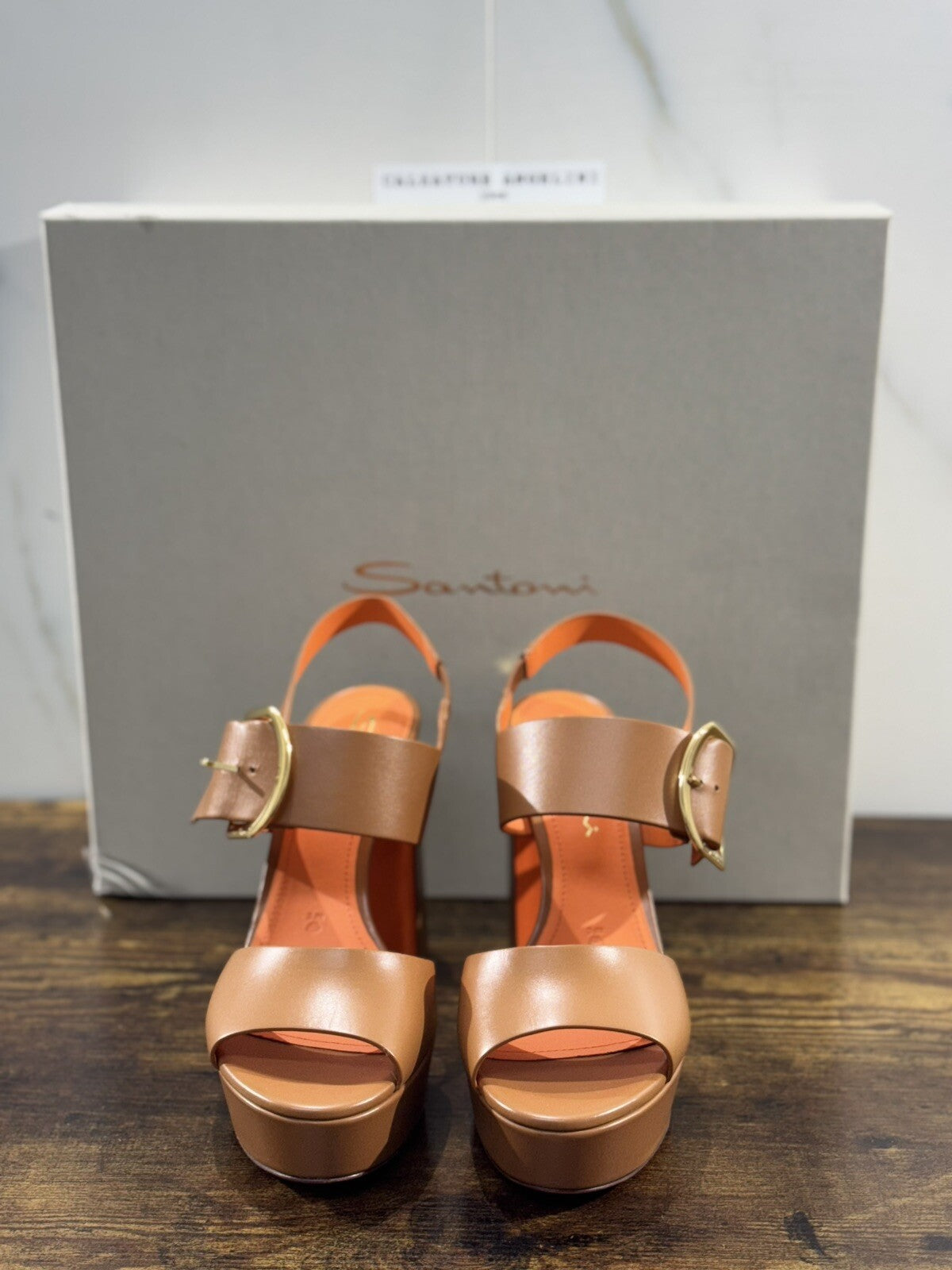 Santoni Sandalo Donna In Pelle Selleria Super Soft Luxury Woman Shoe 38