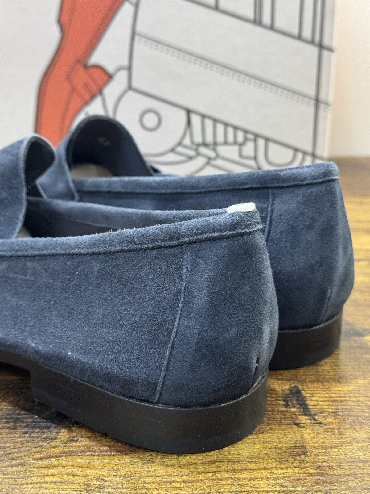 Il Mocassino Tasca    Pelle Suede Blu   Fatto In Italia Uomo 40