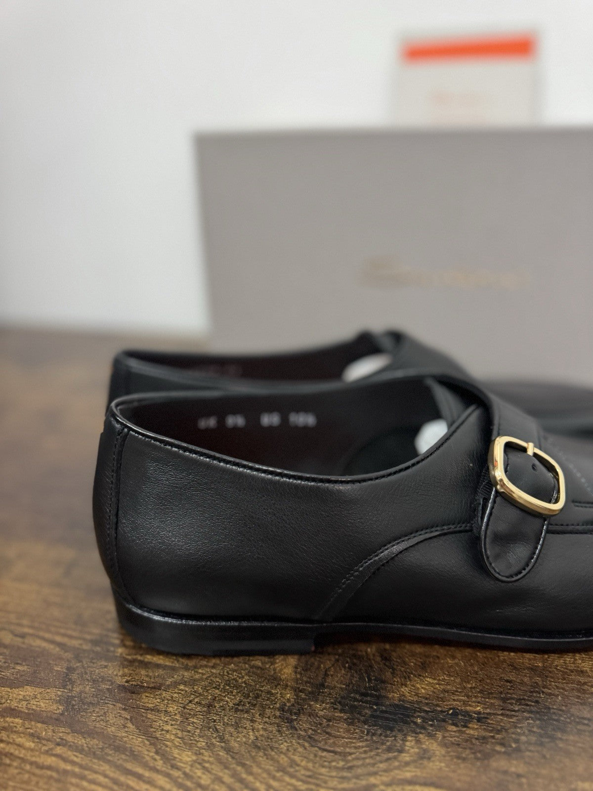 Santoni Mocassino Mono Buckle Goodyear Pelle Nero  Luxury Santoni Scarpa 43.5
