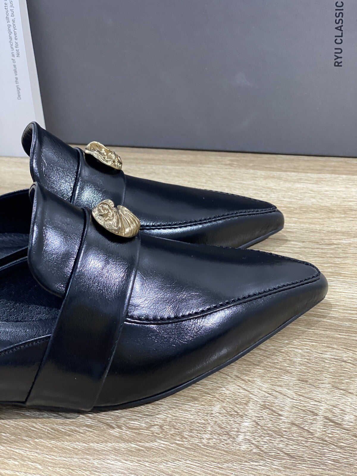 Ryu Classic Seine Slippers Nero Pelle Luxury Woman Sandal Ryu Classic 39