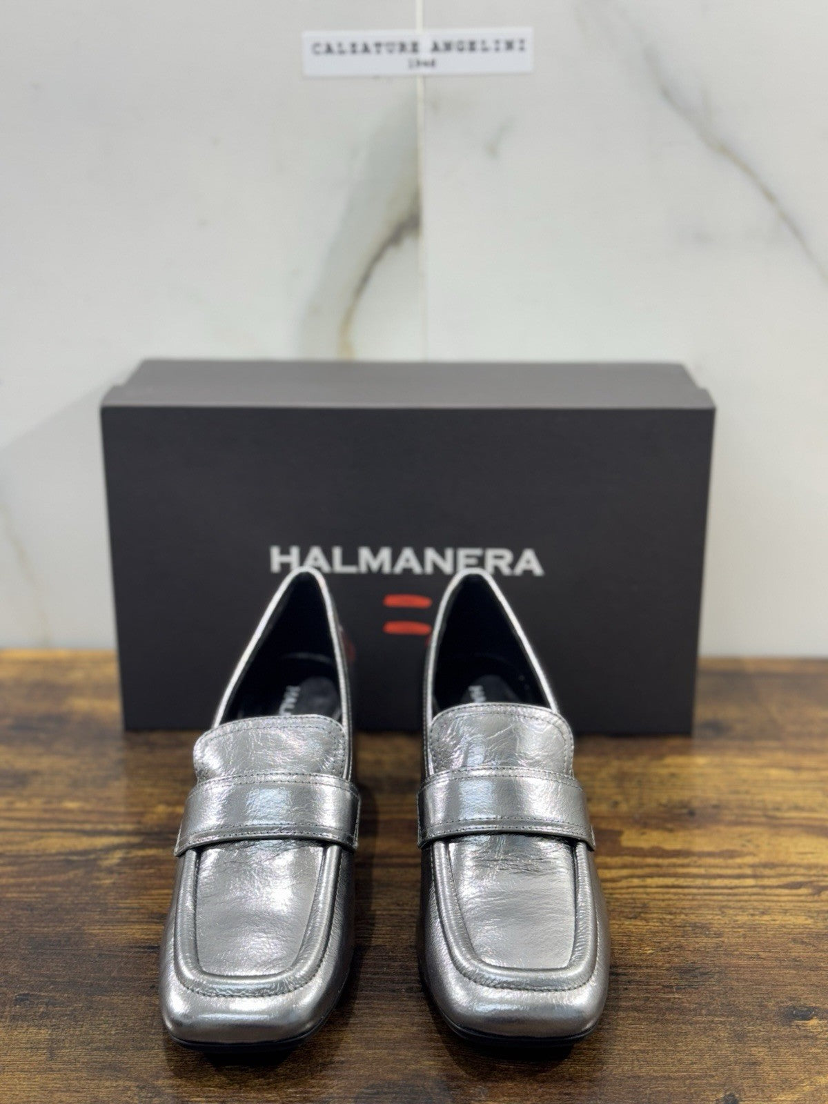 HALMANERA Mocassino   Pelle Acciaio Con Tacco Luxury Made In Italy Donna 40
