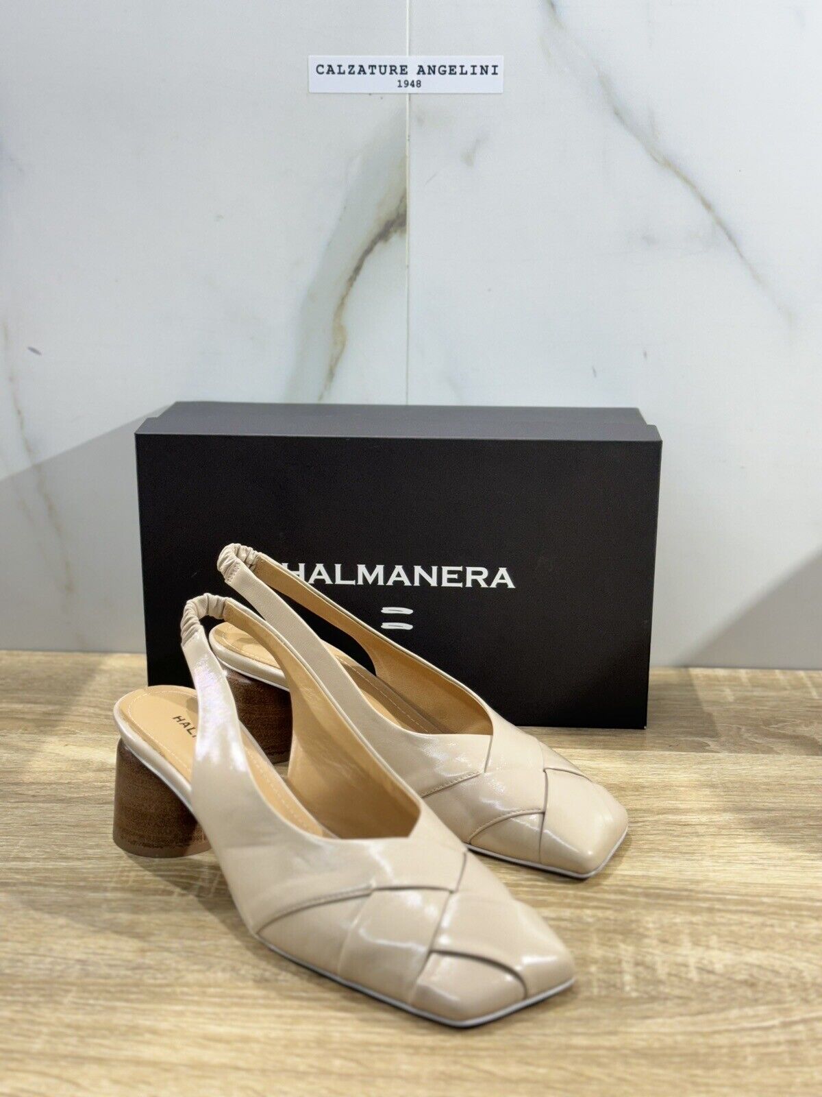 Halmanera Sandalo Donna Sling Back Fanny  In Pelle Lino  Luxury Shoes 41