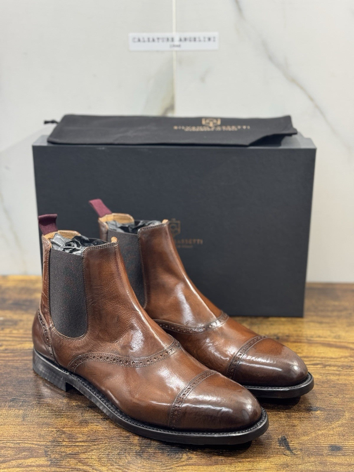Silvano Sassetti Chelsea Boot Pelle Cuoio  Luxury Handmade Donna 37