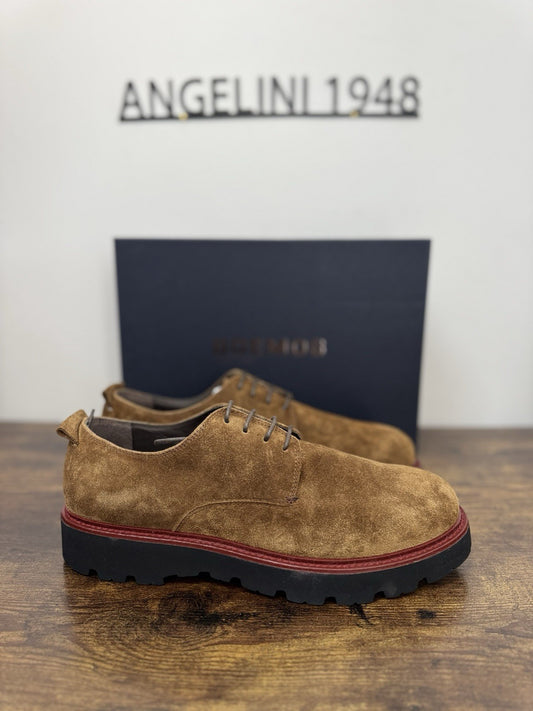 Boemos Stringata  Pelle Suede Sigaro   100% Made In Italy Casual Boot Uomo 44
