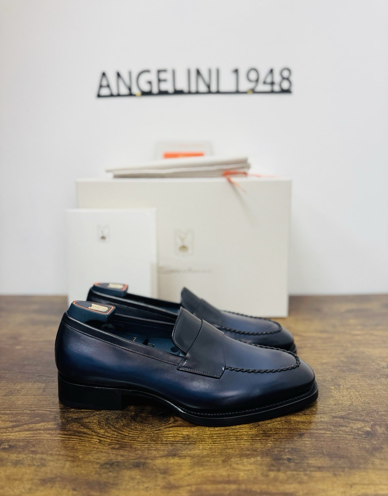 Santoni Mocassino Penny Collezione Meraviglia Limited Pelle Blu Luxury Uomo 42
