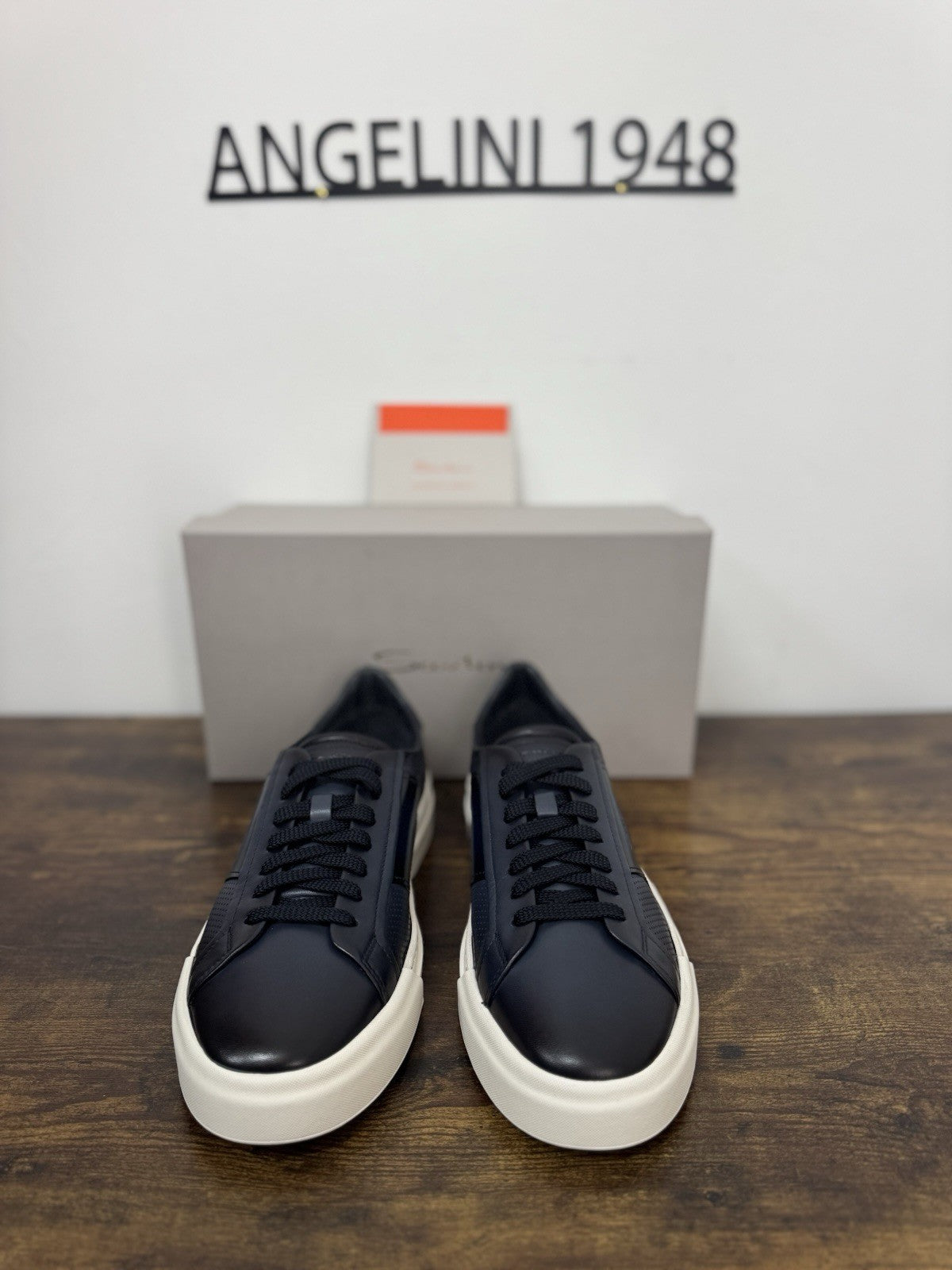 Santoni Sneaker Pelle Blu  Luxury Scarpa Santoni Uomo 41