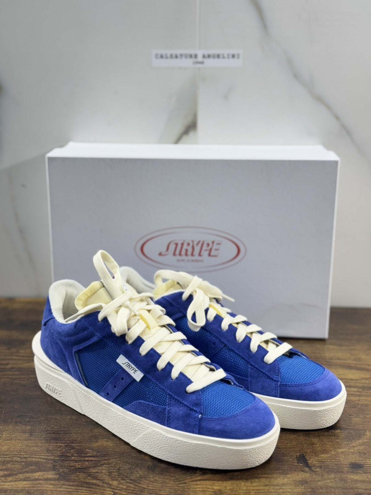 Strype Sneaker Uomo Low Top Suede Blu  Casual Men Shoes 46