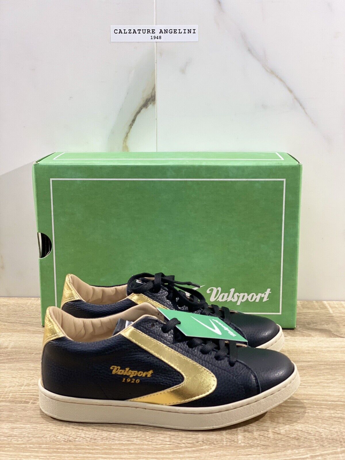 Valsport scarpe donna tournament sneaker in pelle nera oro Made In Italy 37