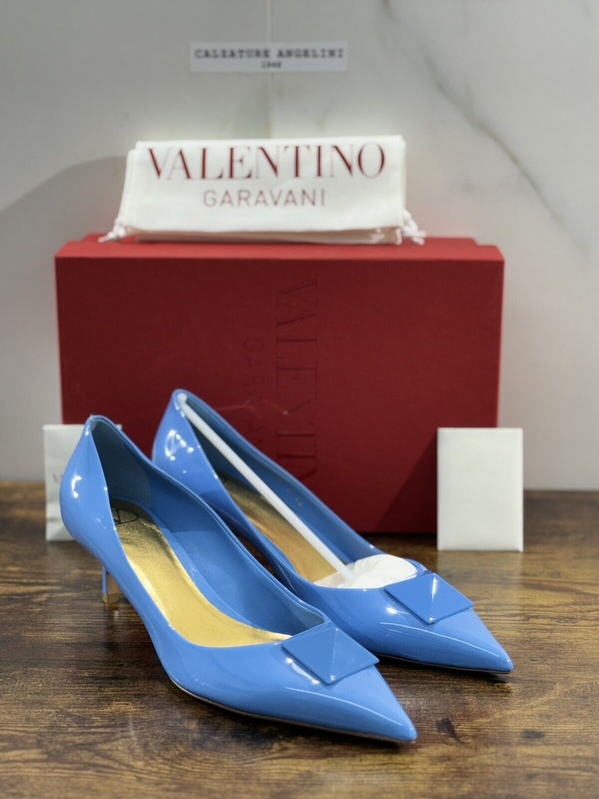 Valentino Garavani Decollete’ Donna One Stud Vernice Denim   50mm Luxury 42