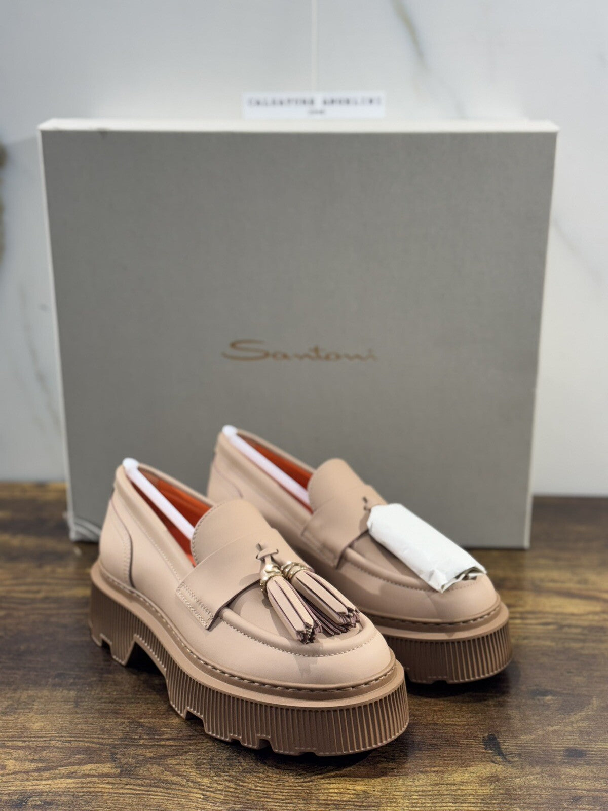 Santoni Mocassino Donna Pelle Beige  Nappine Luxury Casual Loafer Santoni 37.5