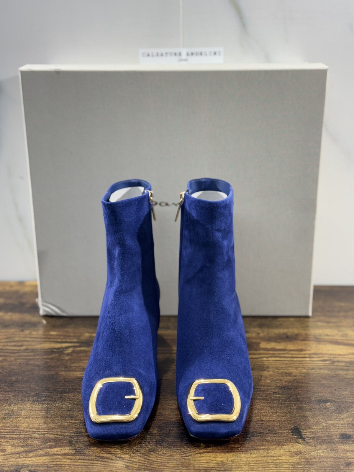 Santoni Stivaletto Donna Pelle Blu  Suede   Casual Luxury Boot Woman 37.5