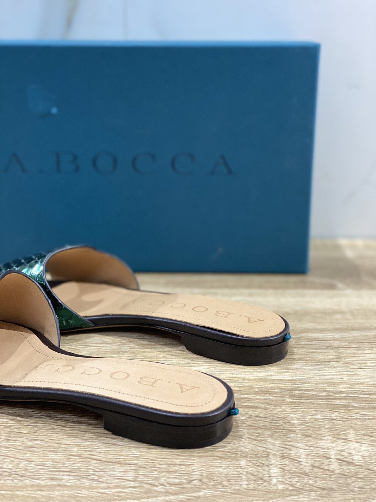 A.bocca Sandalo Donna AB2102 In Pelle Verde  Luxury Sandal Woman 37