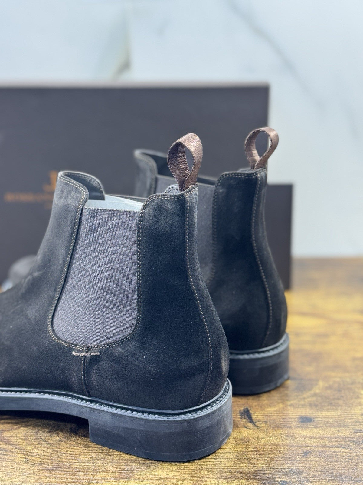Rossano Bisconti Chelsea Boot Uomo Suede T Moro Fully Made In Italy 42.5