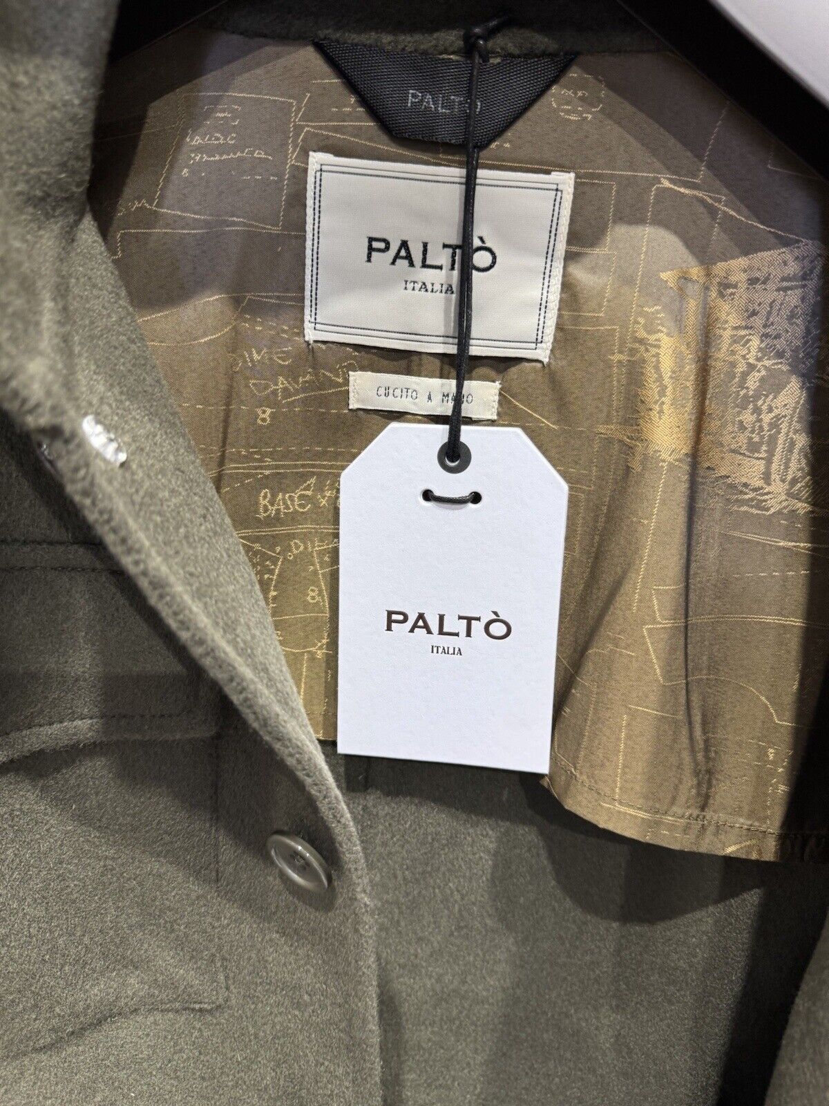 Palto’ Cappotto Corrado Verde Oliva Lana Cucito A Mano Lux  Men Jacket Palto’ 50