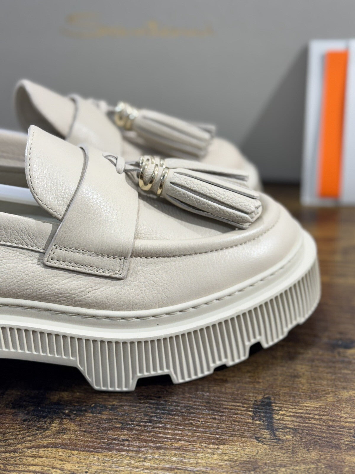 Santoni Mocassino Donna Pelle Crema Nappine Luxury Casual Loafer Santoni 36