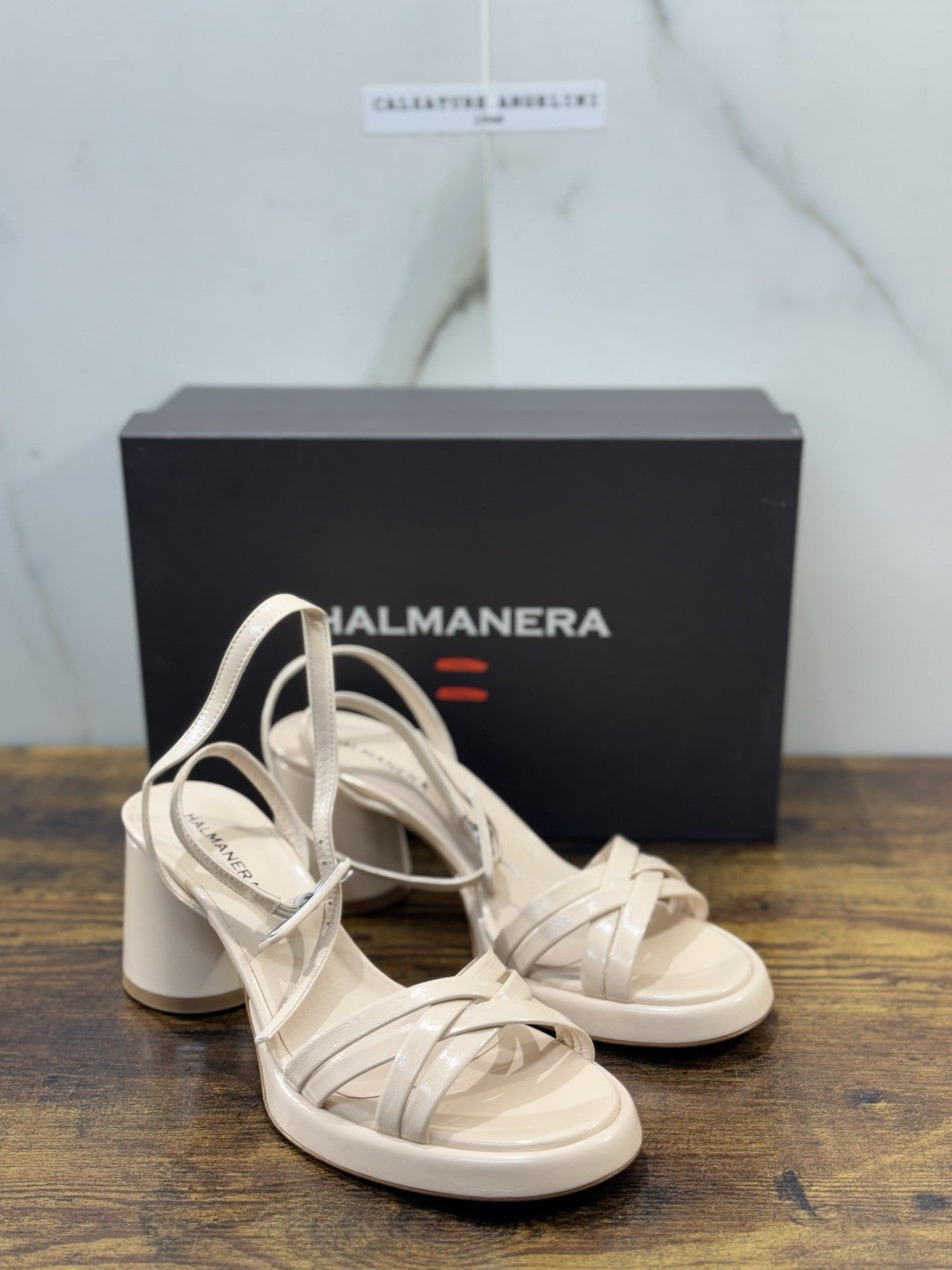 Halmanera Sandalo Pelle Sabbia Con Tacco Causal Halmanera Donna 39
