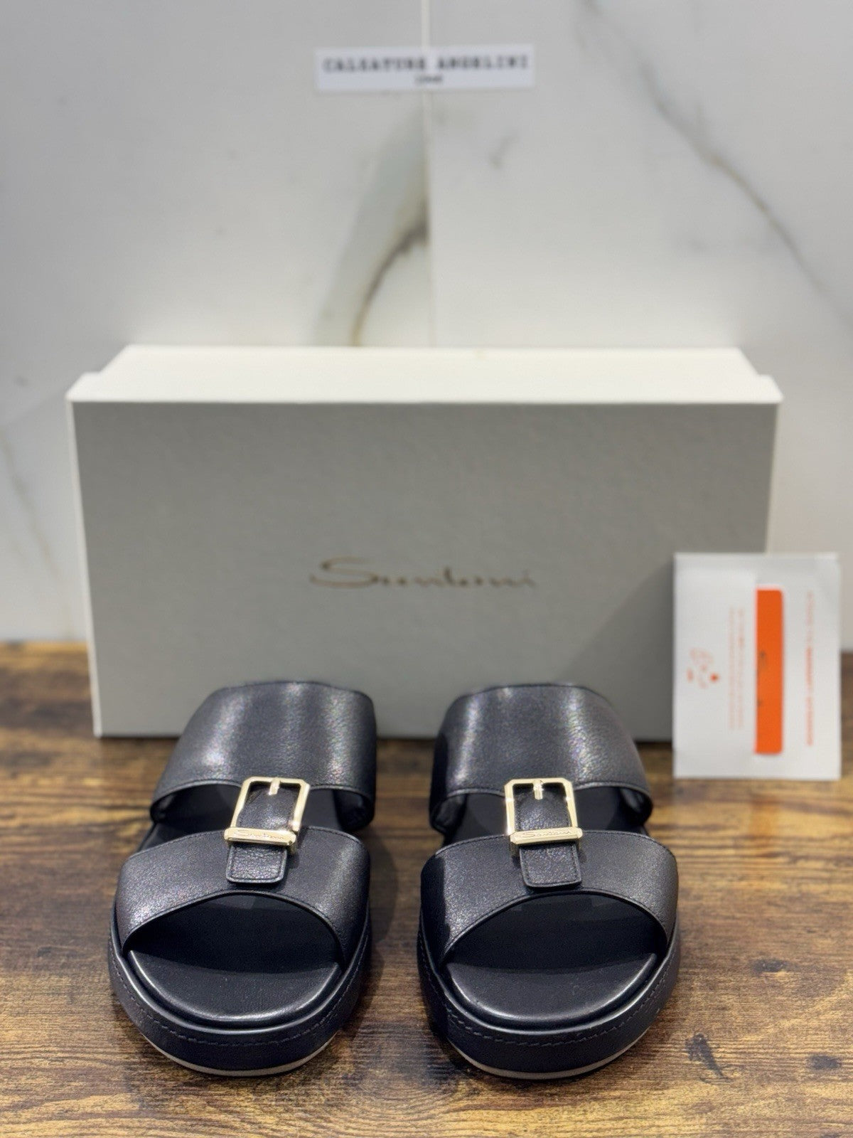 Santoni Arab Sandal Pelle Nero Luxury Santoni Sandali Uomo 42