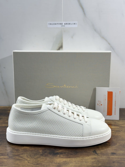 Santoni Sneaker Uomo Icon Pelle Bianca Luxury Men Santoni Shoes Icon 40