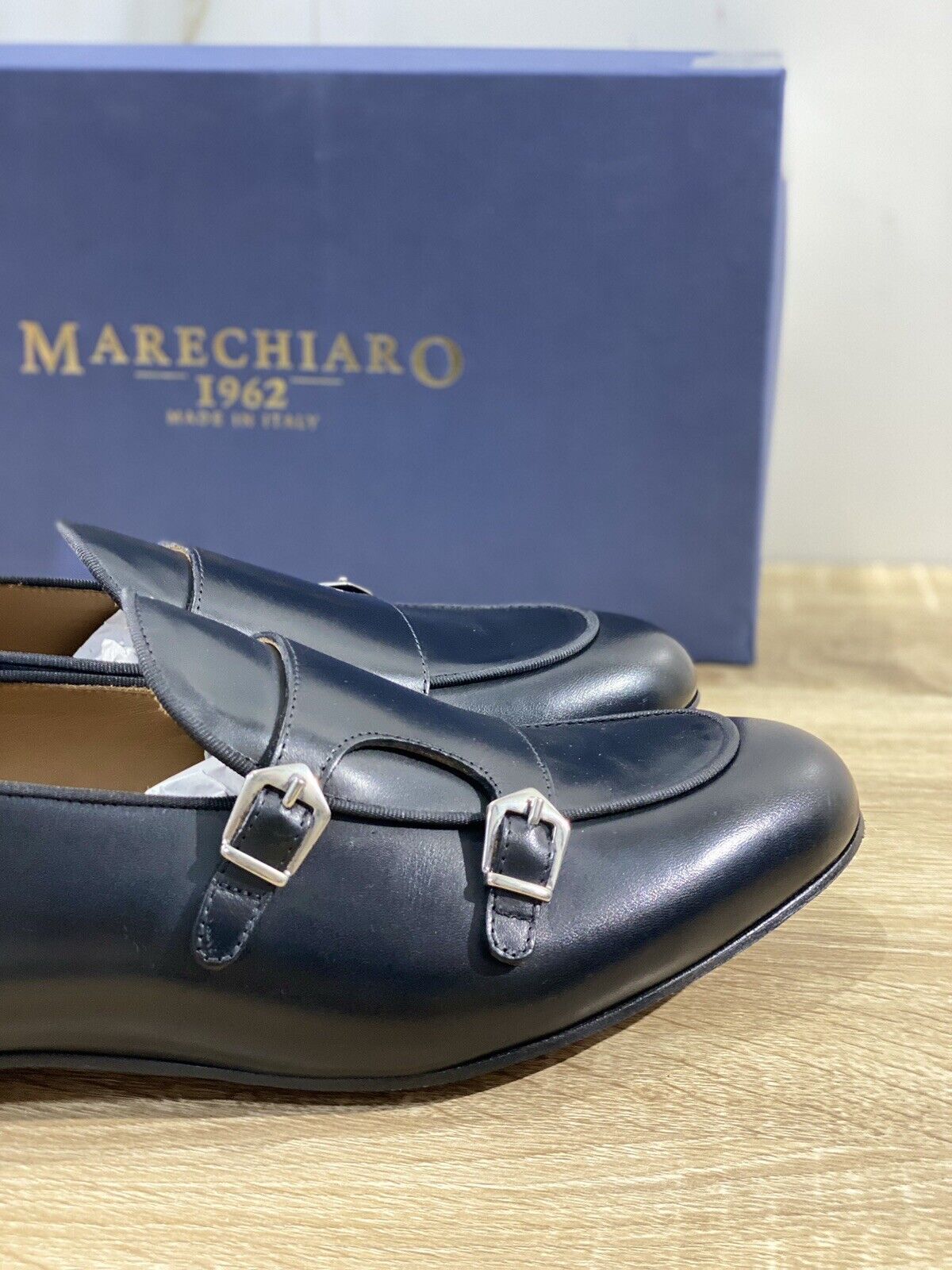 Marechiaro 1962 Mocassino Uomo Double Buckle Fully Made In Italy Pelle Nero 44