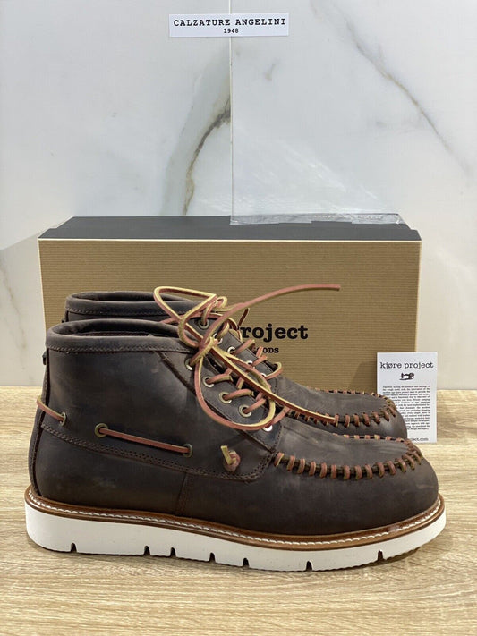 Kjore Project scarpa uomo winter boat High Brown extra light made in italy 40