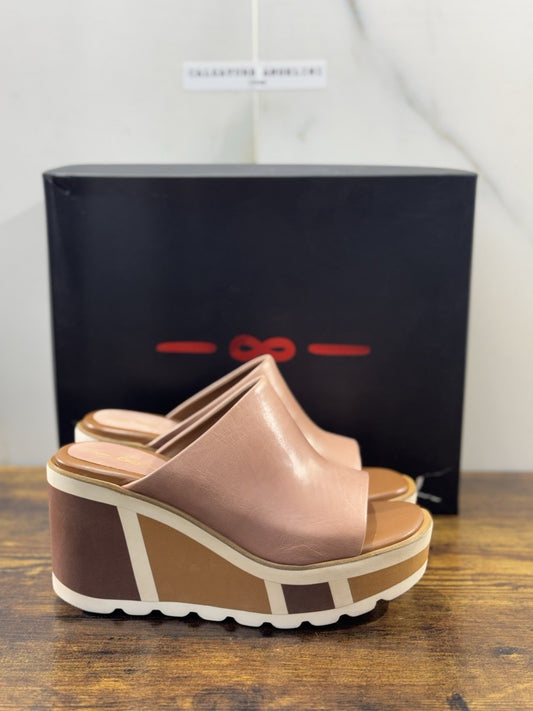 181 Alberto Gozzi Sandalo Zeppa Pelle Nude Casual Donna 38