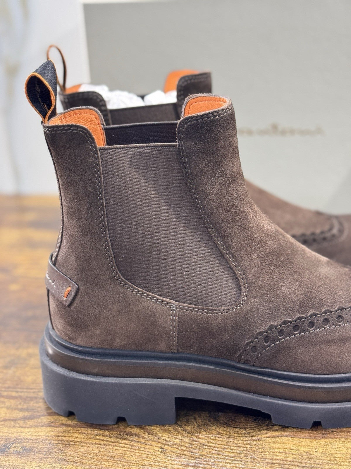 Santoni Chelsea Boot Commando   Suede Marrone  Luxury Santoni Uomo 42