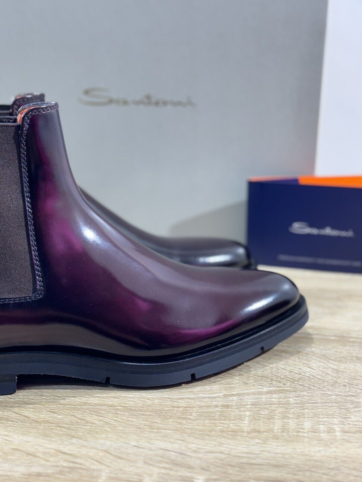 Santoni Chelsea Boot Uomo Pelle Polish Bordo’  Luxury Men Boot Santoni 42