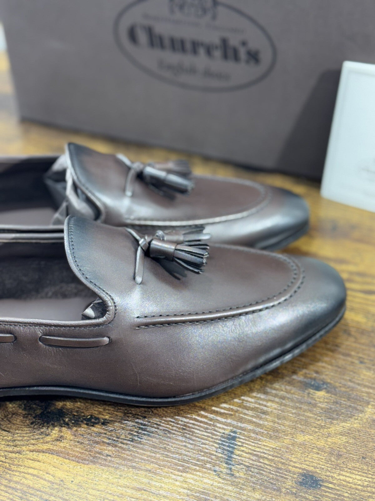 Church’s Mocassino Uomo Maidstone Pelle Marrone Calf   Custom Grade 42.5