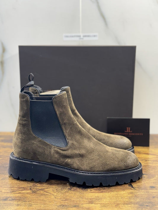 Rossano Bisconti Chelsea Boot Uomo Suede Military  Fully Made In Italy 43