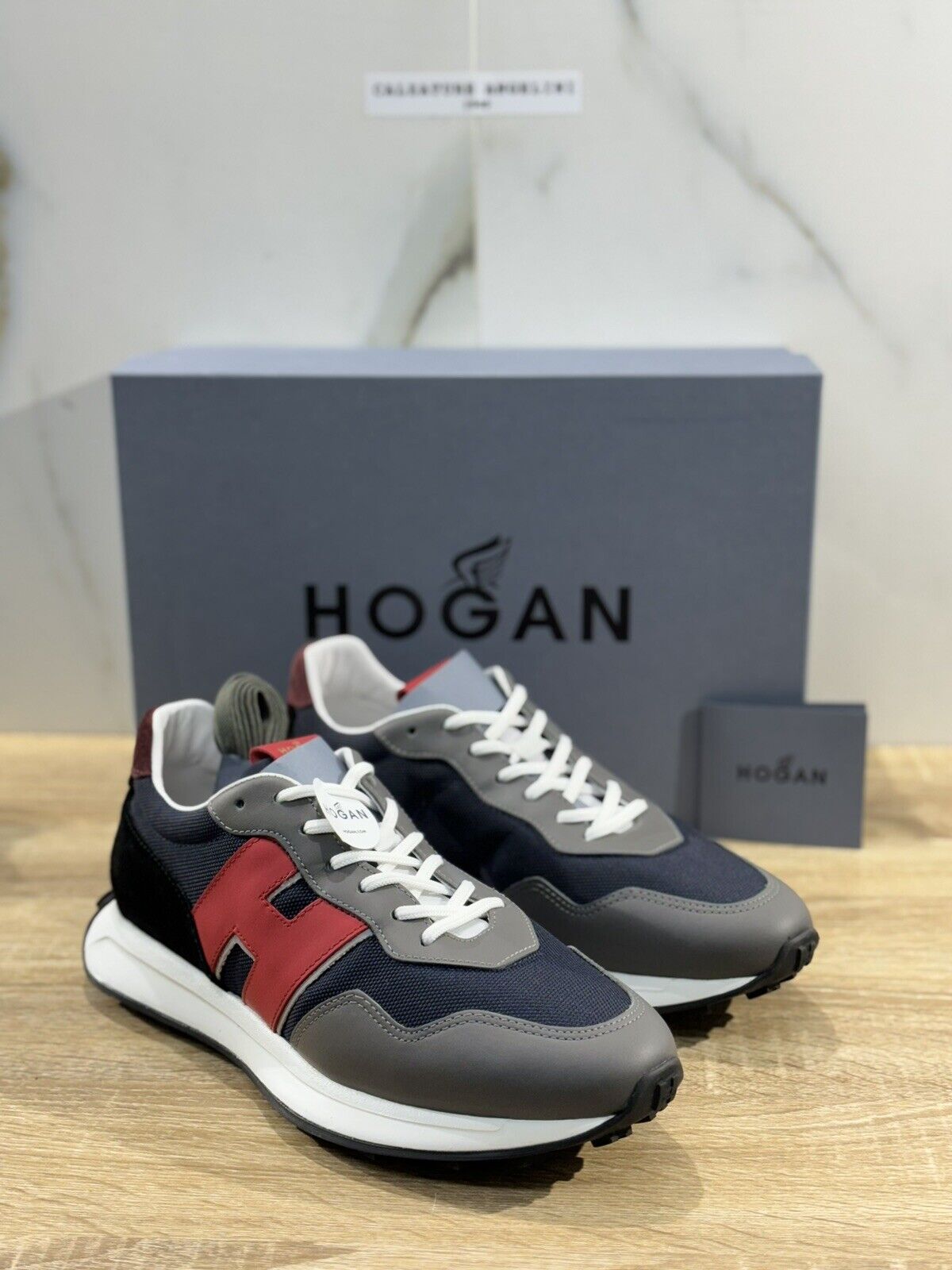 Hogan H601 uomo sneaker Pelle Grey Blu   memory foam Luxury Hogan Men Shoes 42.5