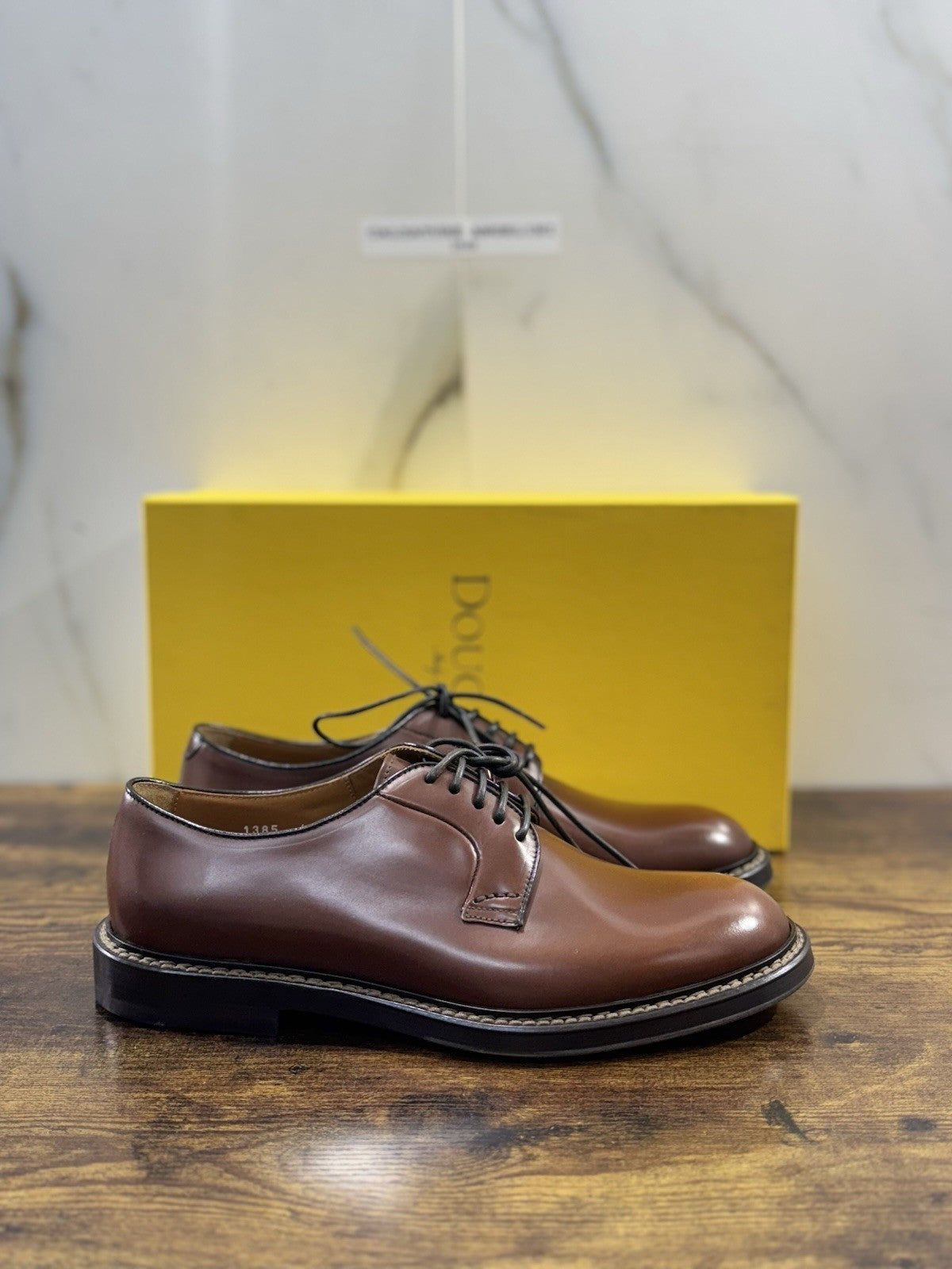 Doucal’s Derby Pelle Polish Castagno Luxury Doucal’s Scarpa Uomo 43.5