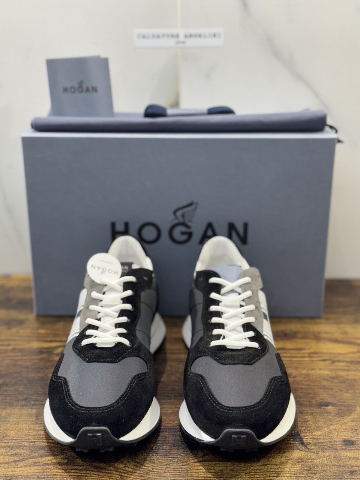 Hogan H601 Sneaker Pelle Suede Nero Memory Foam   Casual Hogan Uomo 43