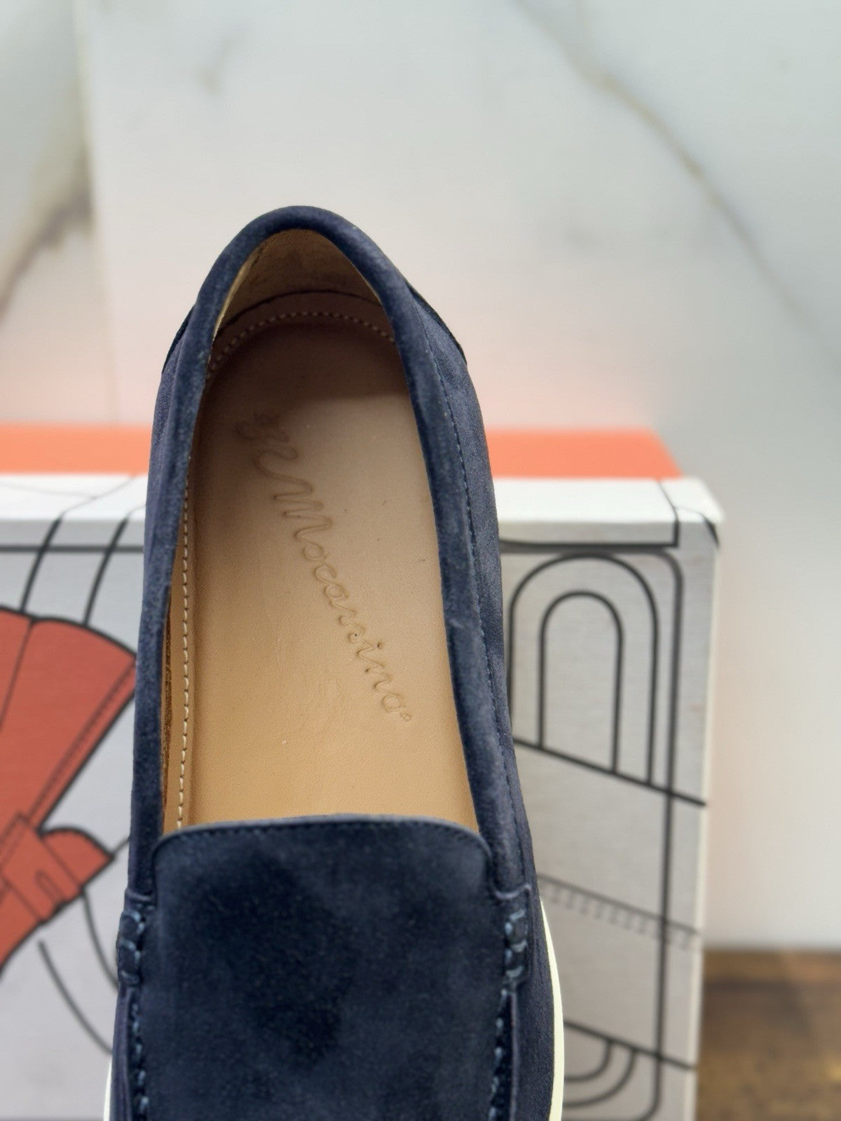 Il Mocassino Summer Walk   Pelle Suede Blu   Fatto In Italia Uomo 40
