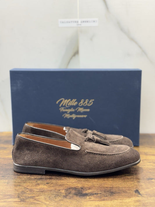 Mille 885 Mocassino Suede T Moro Fatto A Mano In Italia Uomo 39