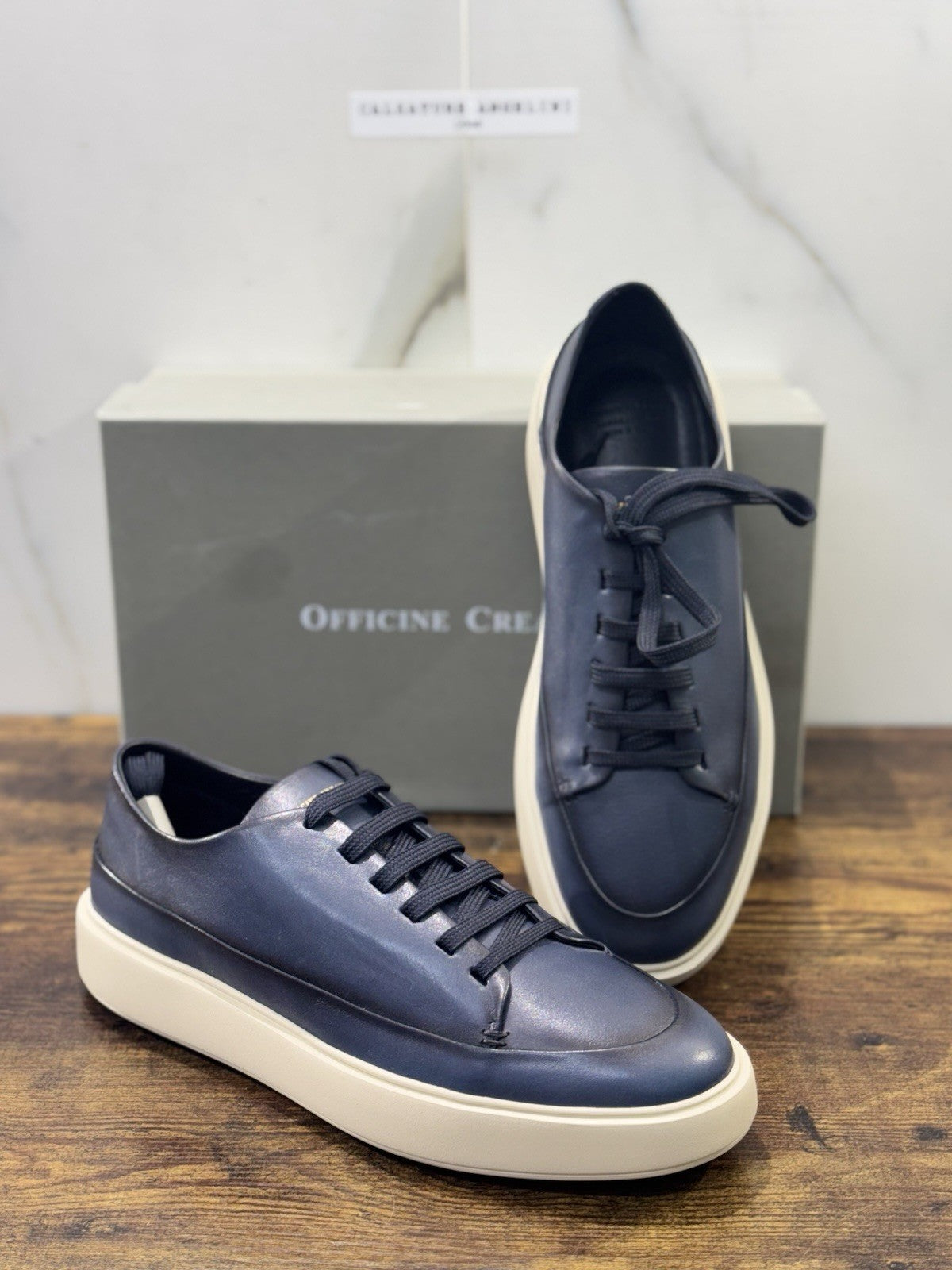 Officine Creative Sneaker Pelle Blu Marine Luxury Scarpa Uomo 46