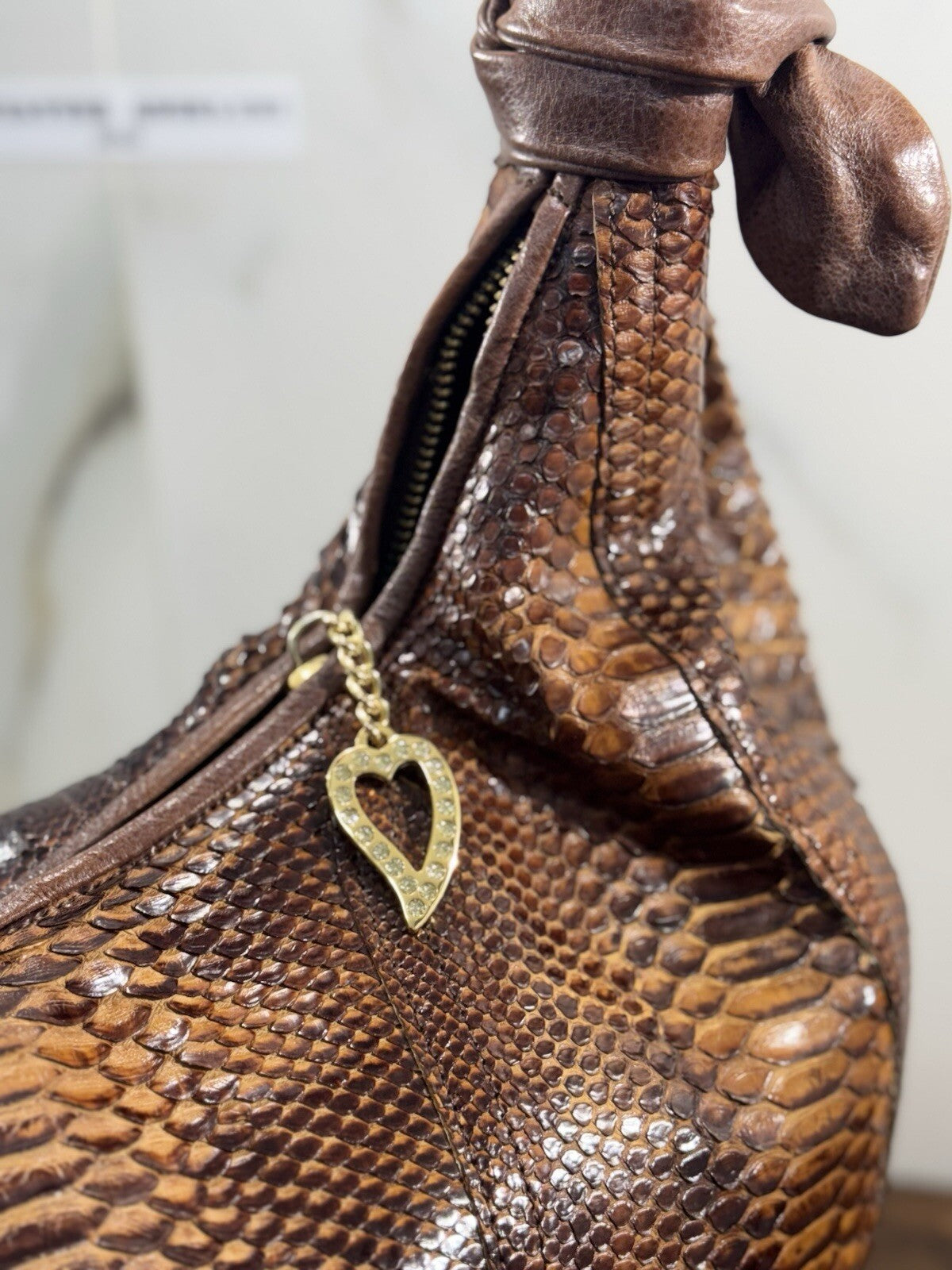 Bruno Amaranti Borsa Donna In Vero Pitone Luxury Craftmanship Bag Woman Marrone 
