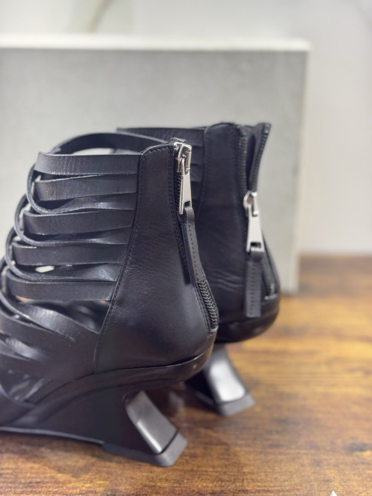Elena Iachi Sandalo   Pelle Nero Zeppa   Luxury Woman  Shoes Donna 41