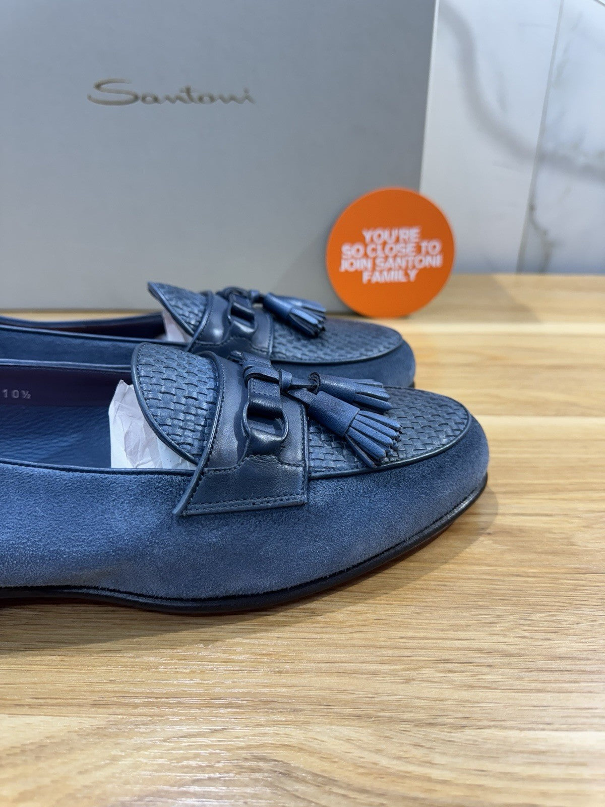 Santoni Mocassino Tassel Suede Light Blue Casual Santoni Goodyear Uomo  43.5