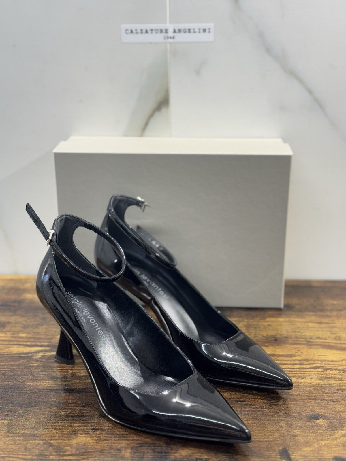 Sergio Levantesi Décolleté Pelle Nero Vernice  Luxury Made In Italy Donna 41