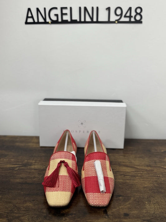 Prosperine Mocassino Nappine  Tessuto Rosso Beige  Casual Donna 40