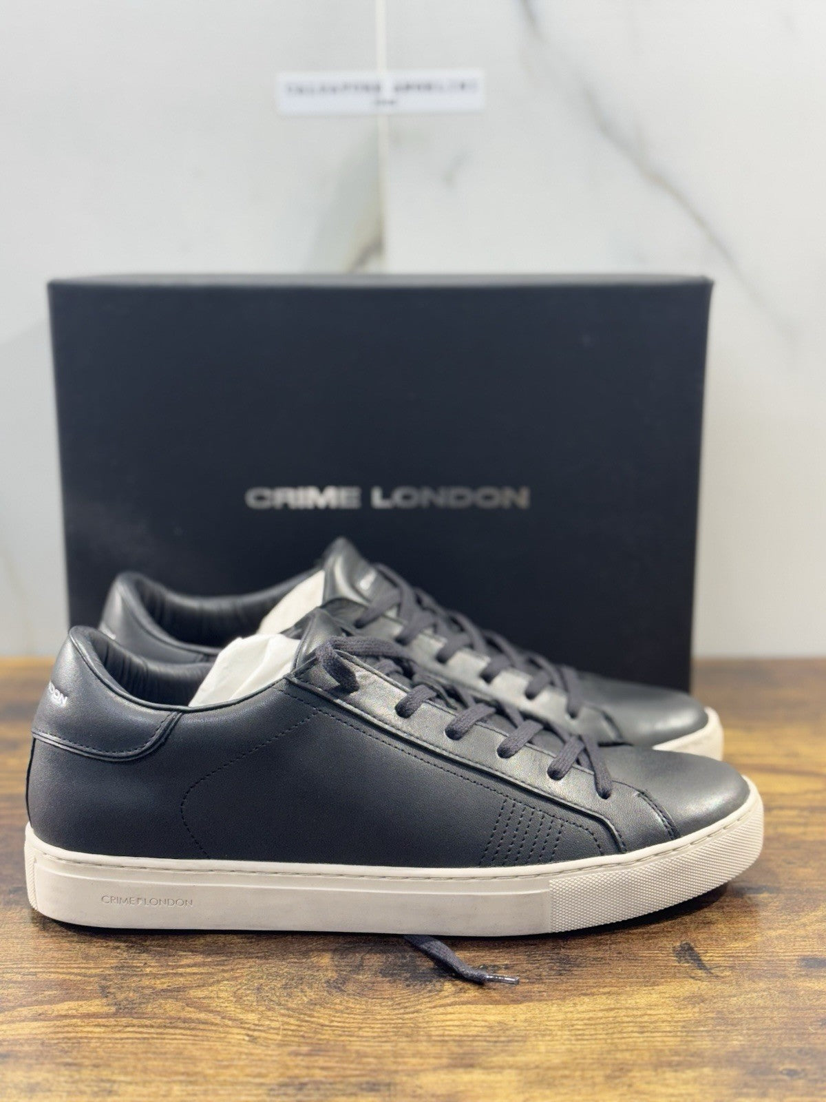 Crime London Sneaker Uomo Low Top Essential      Pelle  Nero Casual Men Shoes 42