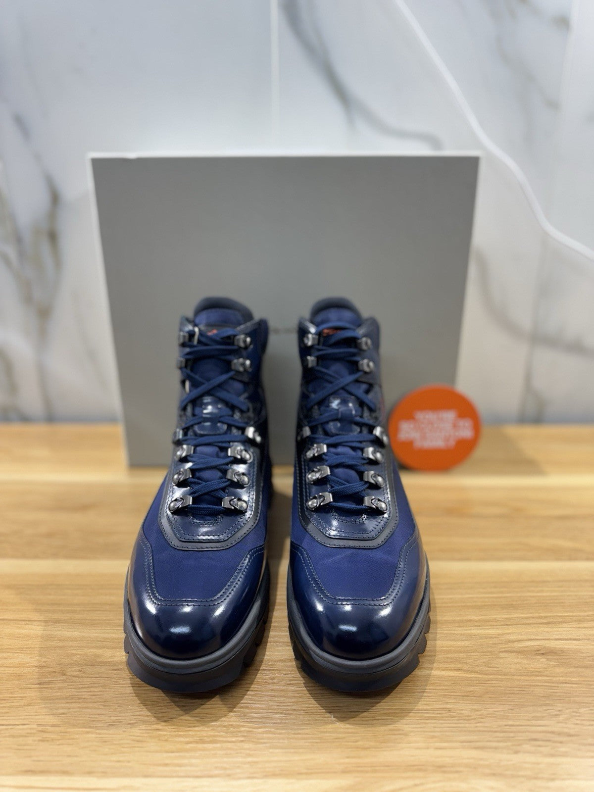 Santoni Mountain Boot Uomo Pelle Blu  Gore Tex System Luxury Men Boot 41