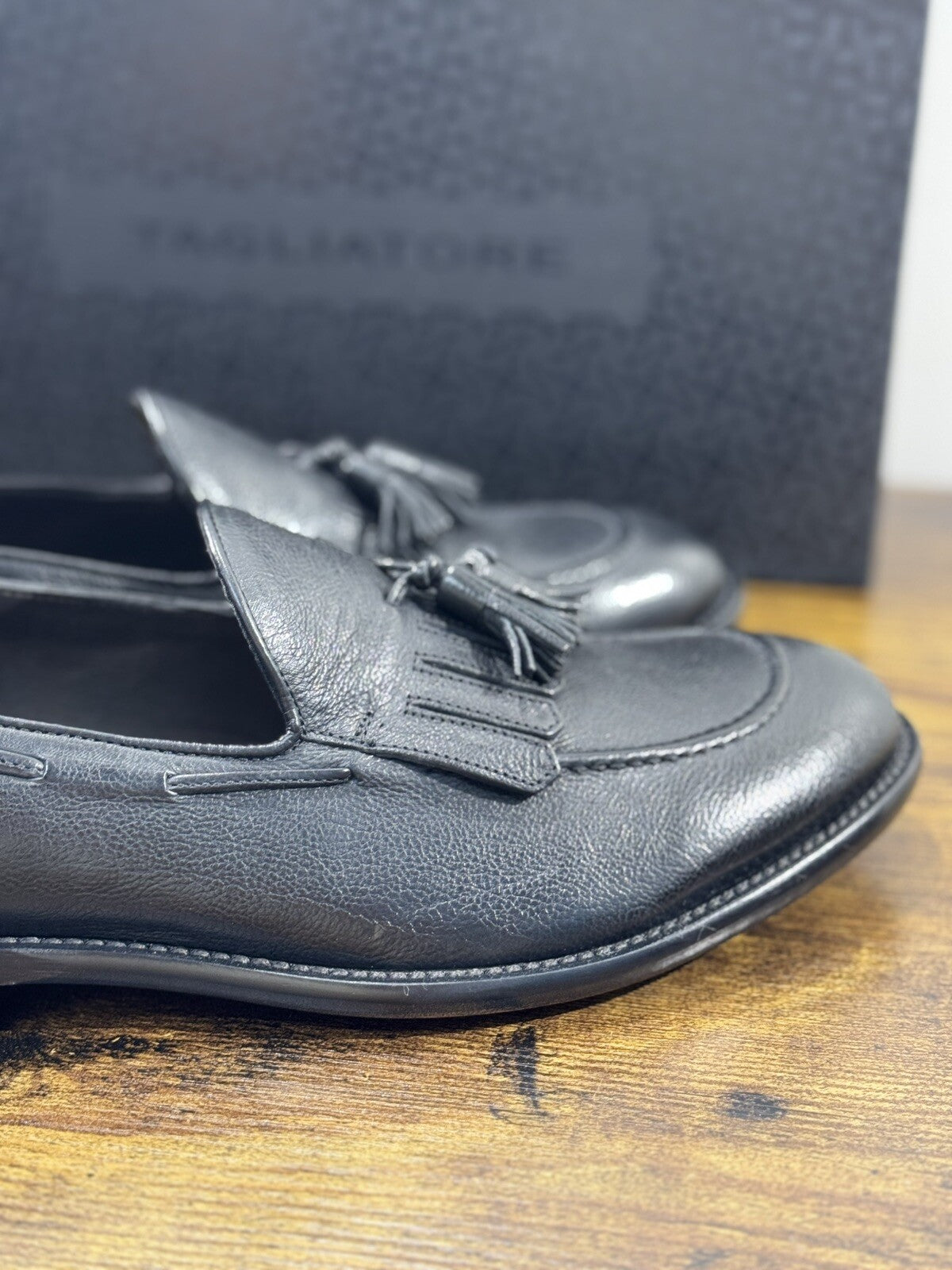Tagliatore Mocassino Uomo Nappine Pelle Nero  Luxury Handmade 42