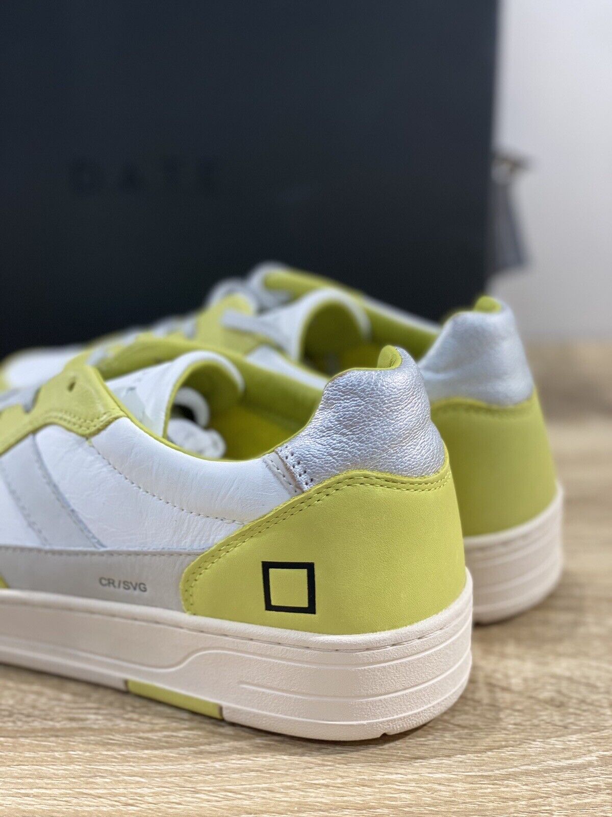 D.A.T.E Court Uomo  sneaker Pelle White Yellow Casual Shoes 45