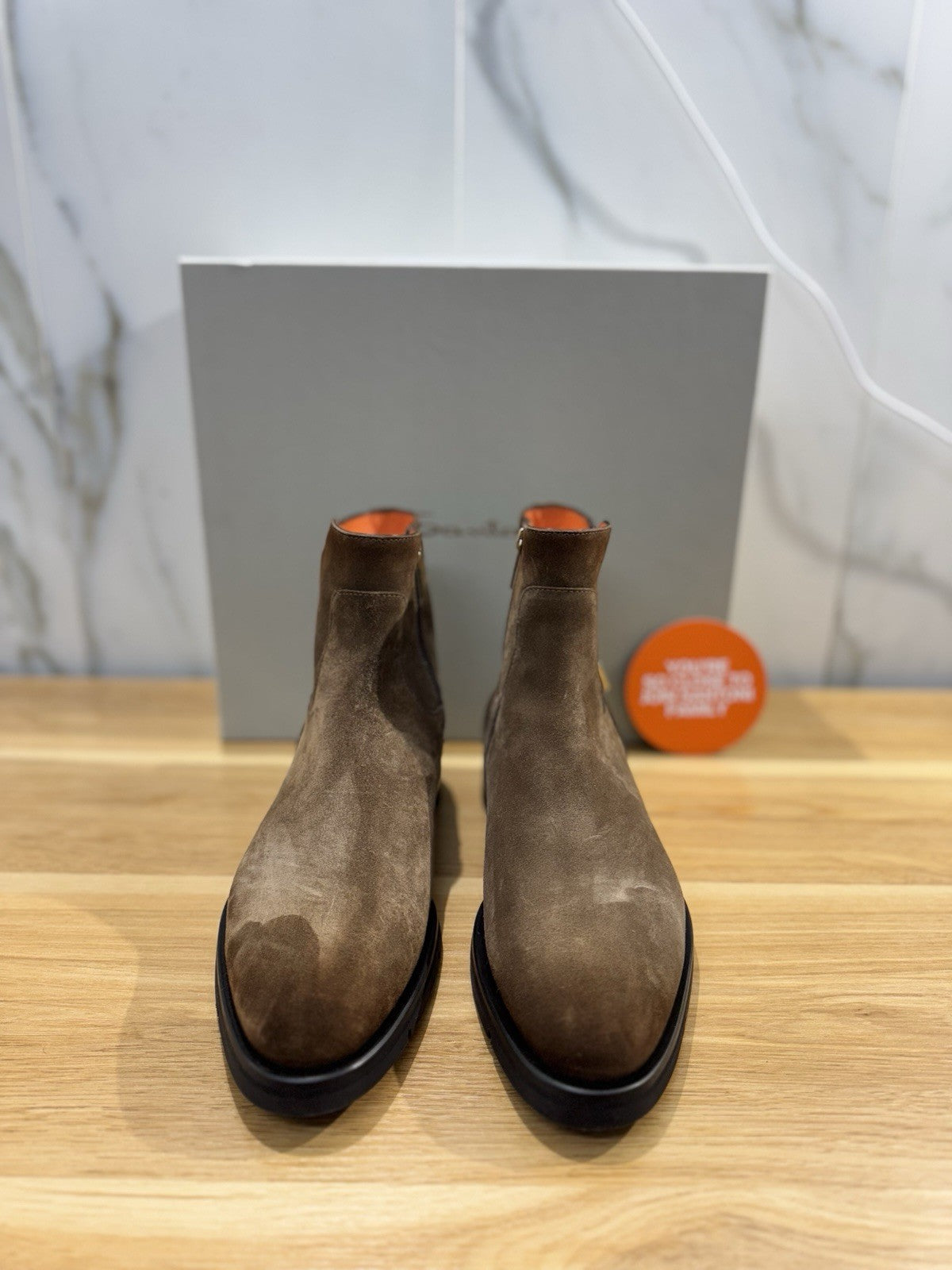Santoni Chelsea Boot Suede Cuoio Luxury Santoni Boot Uomo 41.5