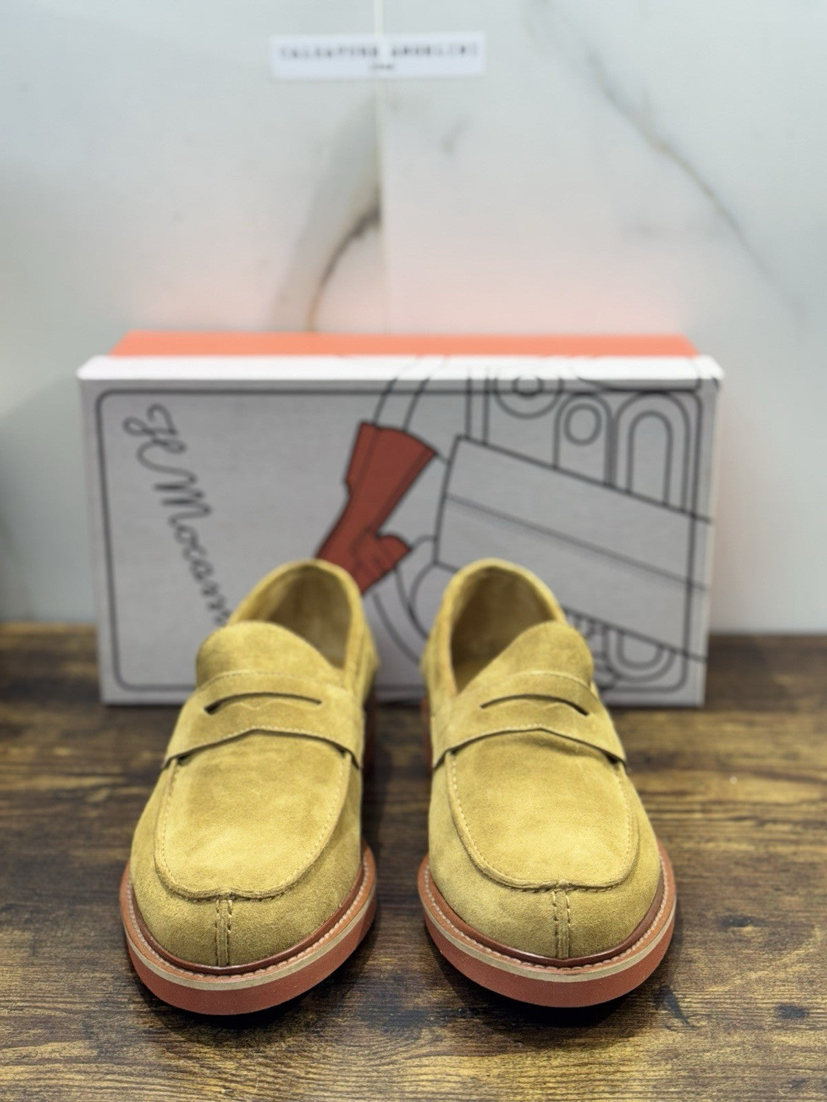 Il Mocassino Modello Weston Pelle Suede Sabbia  Fatto In Italia Uomo 42.5