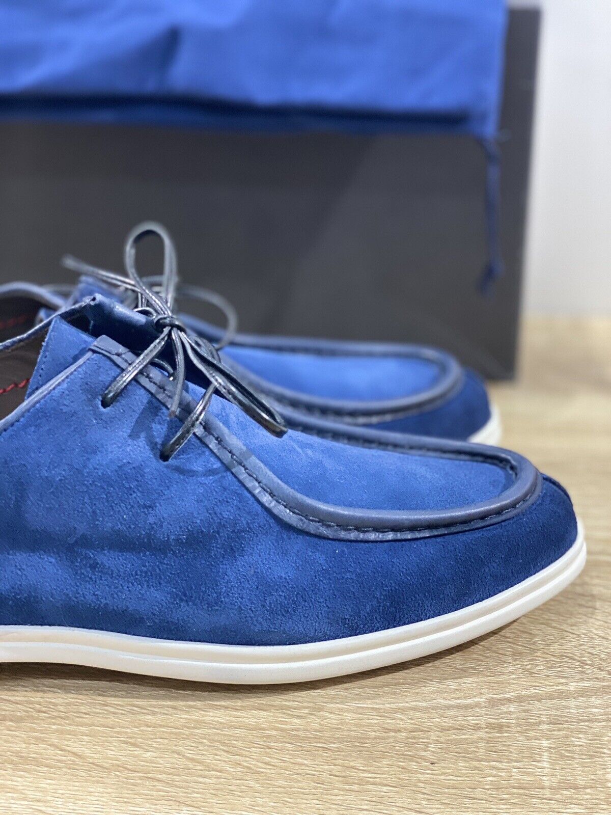 Claudio Marini Calzolaio Scarpa Uomo Suede Blu Derby Luxury Handmade 40