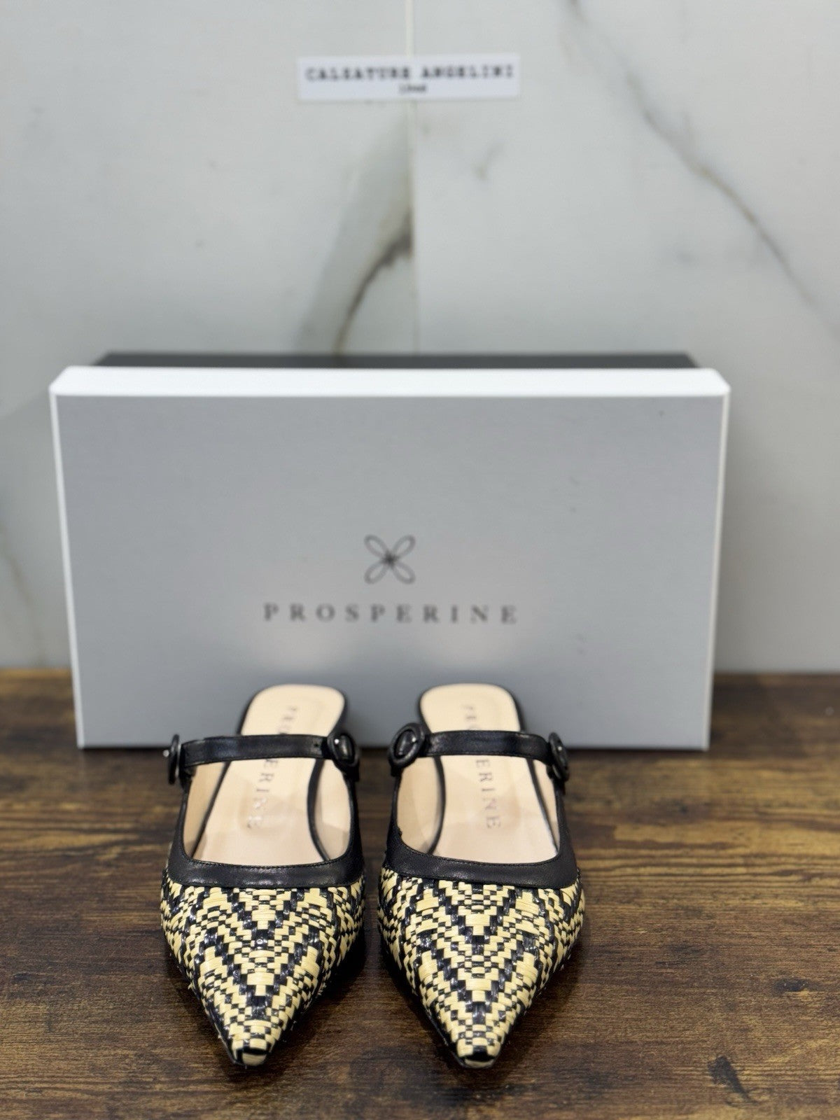 Prosperine Mules Pelle Nero Beige Con Tacco Causal Sabot Donna 38.5